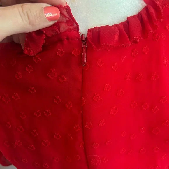 Monique Lhuillier Red High Neck Mini Dress - Picture 12 of 12